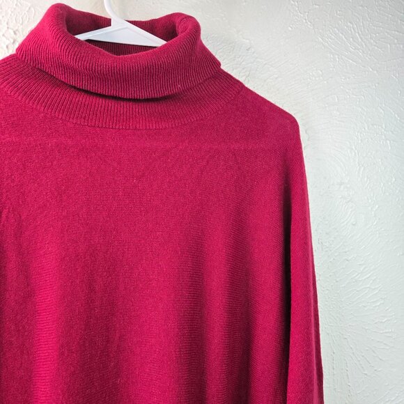 Garnet Hill Turtleneck Sweater Wool Cashmere S Burgundy Red Oversized Tunic Top - Picture 10 of 13